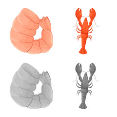 Obraz premium Vector illustration of appetizer and ocean sign. Set of appetizer and delicacy vector icon for stock.