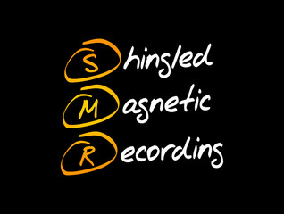 SMR - Shingled Magnetic Recording acronym, technology concept background