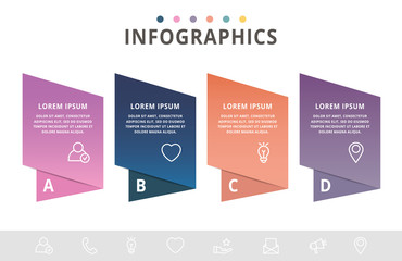 Vector infographic flat template figure for four labels, diagram, graph, presentation. Business concept with 4 options. For content, flowchart, step for step, timeline, workflow, marketing