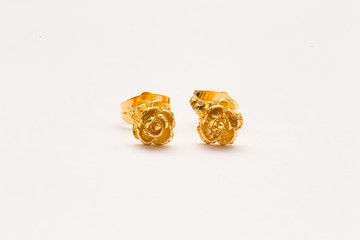 Golden traditional thai earrings.