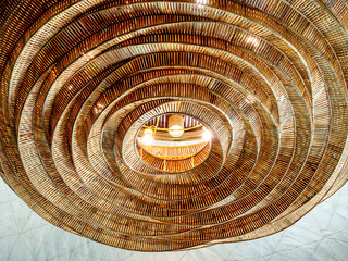 Beautiful modern hand woven bamboo ceiling light decoration.