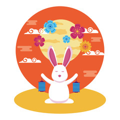 Rabbit of mid autumn festival vector design
