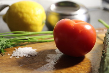 fresh vegetables on a chopping board