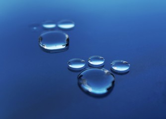 water drops on blue background