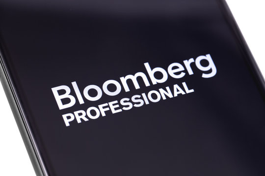 Bloomberg Professional logo on the screen smartphone. Bloomberg L.P. is a privately held financial software, data and media company. Moscow, Russia - March 1, 2019