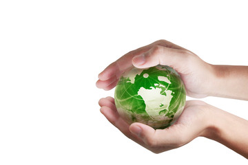glass globe in hand
