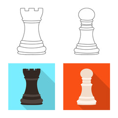 Isolated object of checkmate and thin sign. Set of checkmate and target stock symbol for web.