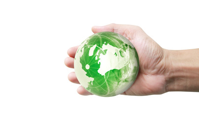 glass globe in hand