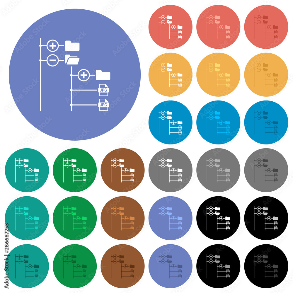Poster file browser with jpg files round flat multi colored icons