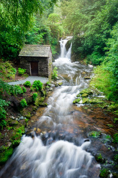 Rydal Hall waterfall, Rydal, Lake District, England, UK