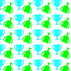 winners cup in flat design style. Seamless pattern. Champion cups and trophies template