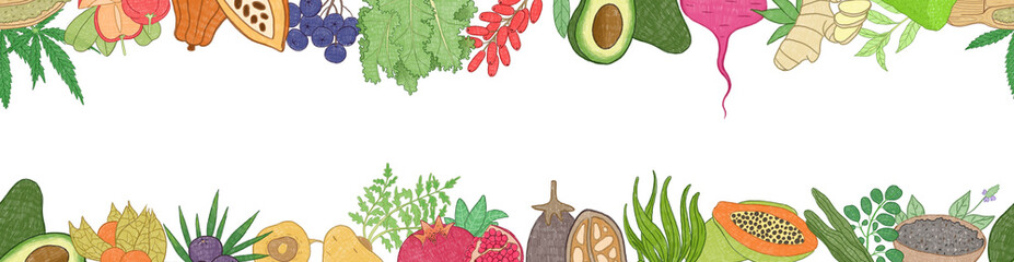 superfoods illustrations set