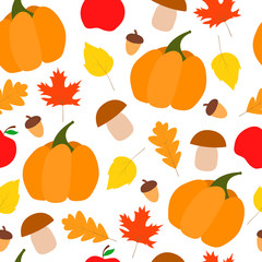 Seamless vector pattern of autumn icon symbols