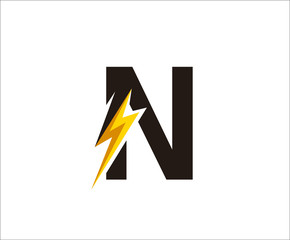 Thunder N Letter icon,  flash N logo icon
