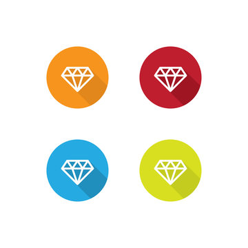 Colorful Diamond Icons With Long Shadow