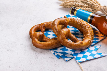 Pretzels and beer, oktoberfest fair