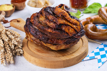 Roasted pork knuckle,