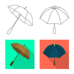 Isolated object of protection and closed icon. Collection of protection and rainy stock vector illustration.