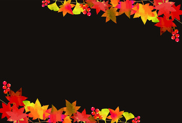 紅葉　フレーム　黒背景