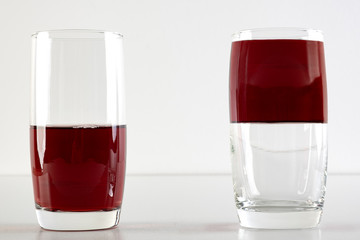 Glas halb voll halb leer