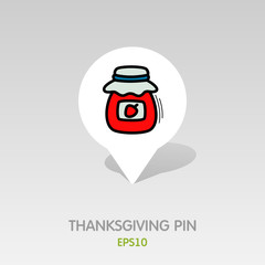 Jam jar pin map icon. Harvest. Thanksgiving vector