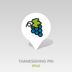 Bunch grapes pin map icon. Harvest. Thanksgiving