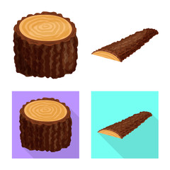 Isolated object of tree and raw symbol. Collection of tree and construction stock symbol for web.
