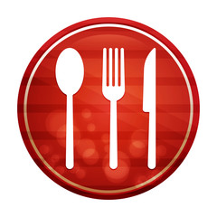 Cutlery icon realistic diagonal motion red round button illustration