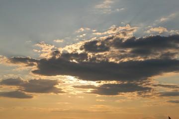 Sunset ocean horizon sky clouds sunset landscape.Antalya /Turkey