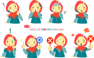 イスラム教徒の女性　アイコン風セット