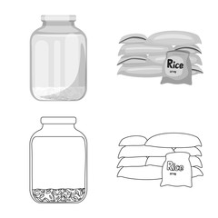 Vector design of crop and ecological sign. Collection of crop and cooking stock symbol for web.