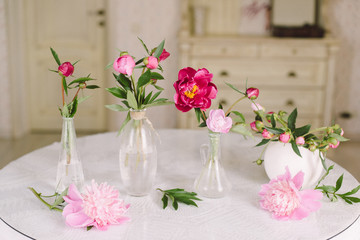 Pink pions on the table