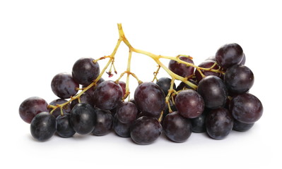Fresh dark, black grapes isolated on white background