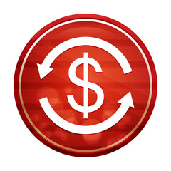 Money exchange dollar sign icon realistic diagonal motion red round button illustration