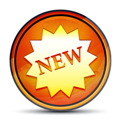 New star badge icon shiny bright orange round button illustration