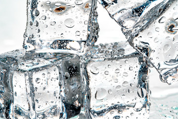 ice cubes on white background.