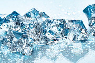 ice cubes on blue background