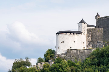 Fototapeta na wymiar Diferents views of Salzburg skyline with Festung Hohensalzburg and Salzach river in summer, Salzburg, Salzburger Land, Austria
