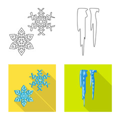 Vector illustration of texture and frozen icon. Collection of texture and transparent stock symbol for web.