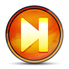 Next track icon shiny bright orange round button illustration