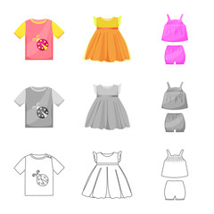 Isolated object of fashion and garment icon. Collection of fashion and cotton vector icon for stock.