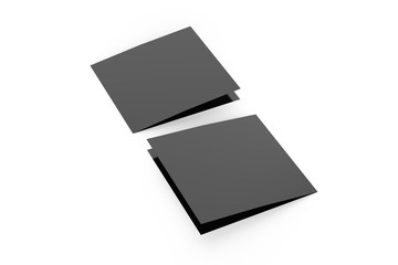 Two fold - bifold square brochure mock up on isolated white background, 3d illustration