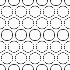 Abstract seamless pattern of repeating round ornaments isolated on white background.