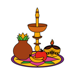 Candle of onam celebration design