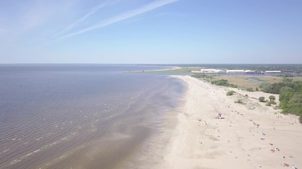 Baltic Sea coast beach Parnu Estonia aerial drone top view 4K UHD video