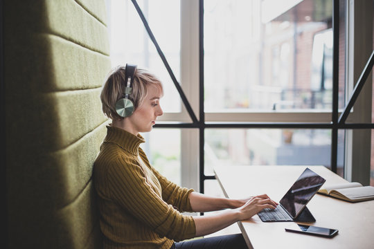 Freelance businesswoman working in a cafe