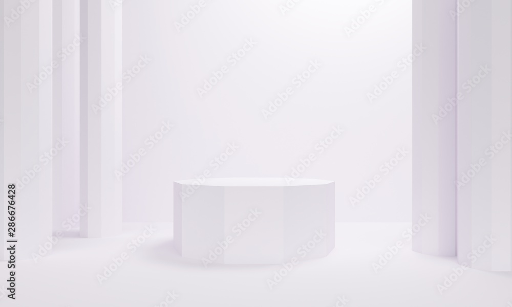 Aufkleber white abstract background with columns and platform. backdrop design for product promotion. 3d rende