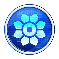 Leafy flower icon futuristic blue round button vector illustration