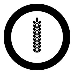Spikelet of wheat Plant branch icon in circle round black color vector illustration flat style image