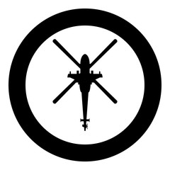 Fototapeta premium Helicopter top view Battle helicopter icon in circle round black color vector illustration flat style image
